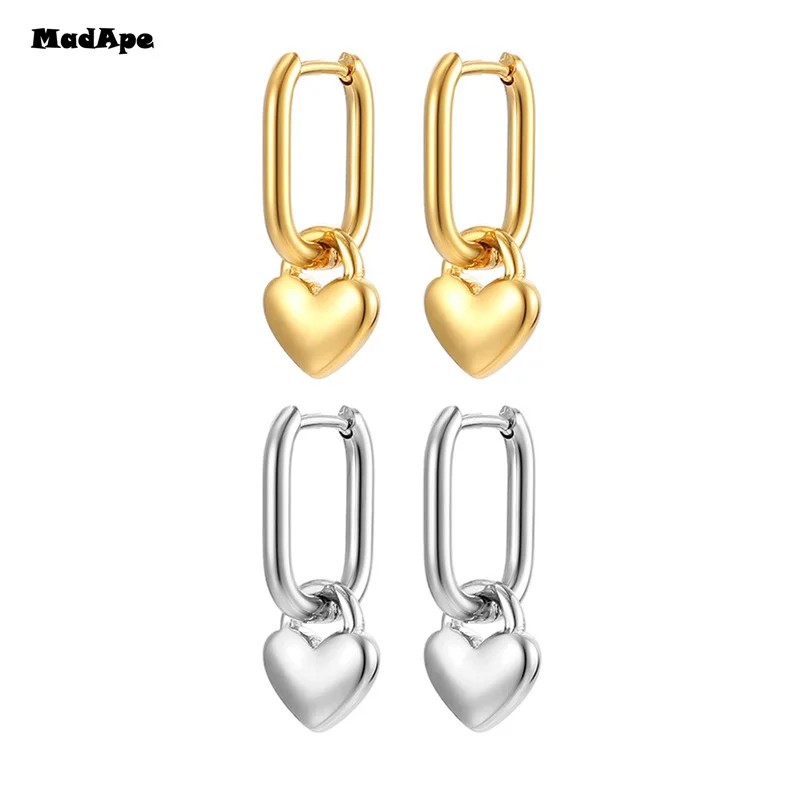 Gold Color Metal Drop Earrings Irregular Hollow Heart Pendants Earrings Twisted Geometric Personality Earrings for Women