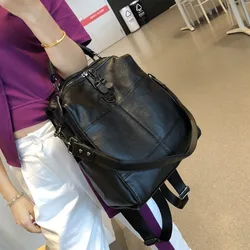 Leather backpack Korean version simple splicing cowhide travel bag casual female backpack large capacity dual-purpose backpack