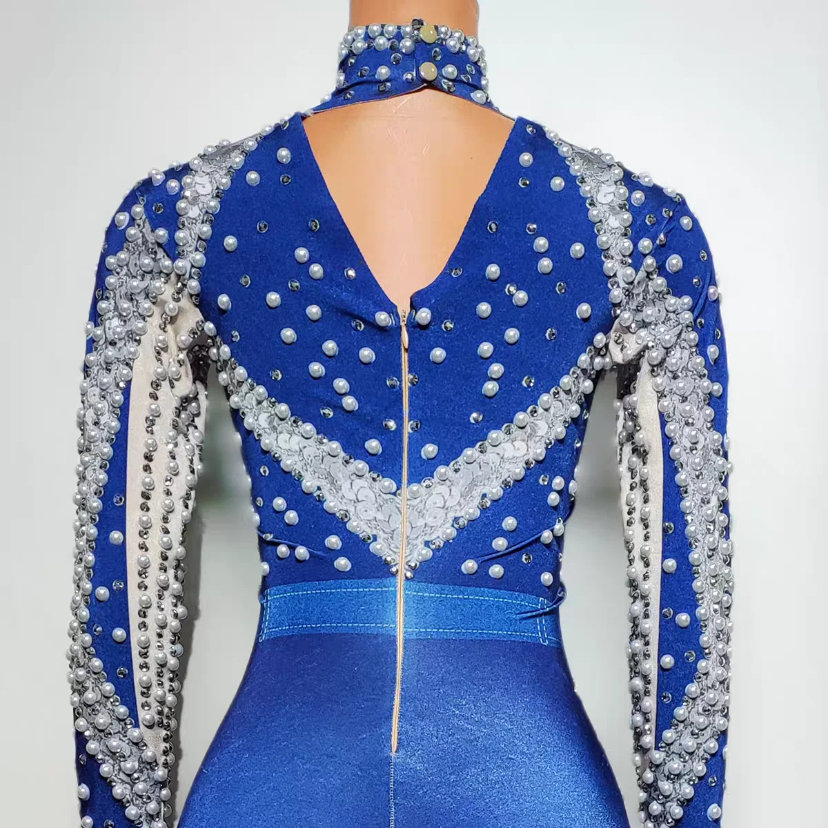 Full Diamond Pearl stampato Sexy tuta Bar DJ Nightclub cantante femminile Dance Team Stage Costume Party Theme Show abbigliamento