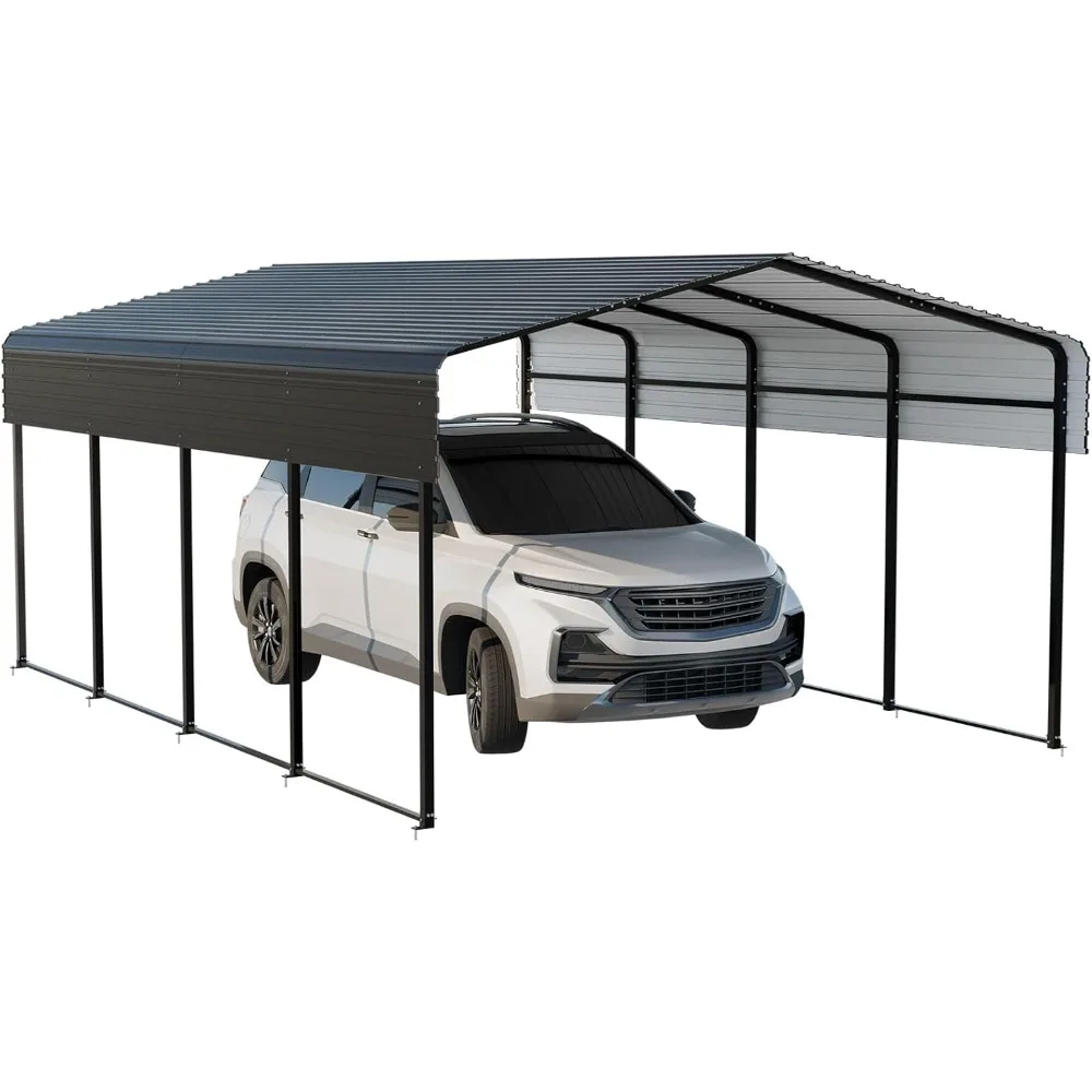 Metal Carport 13 * 20 FT with Enhanced Base Heavy Duty Garage with Galvanized Steel Roof Multi-Use Shelter Outdoor Carport