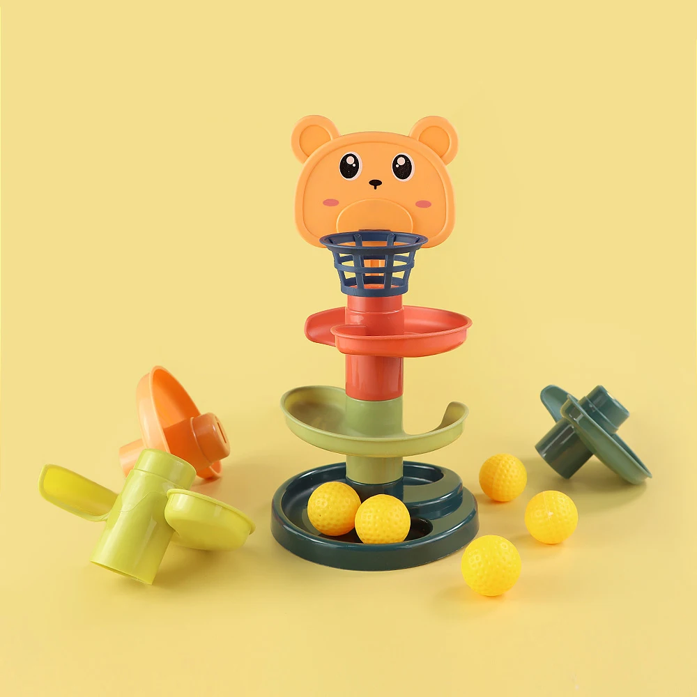Baby Toys Rolling Ball Pile Tower Early Educational Toy For Babies Rotating Track Educational Baby Gift Stacking Toy For Kids