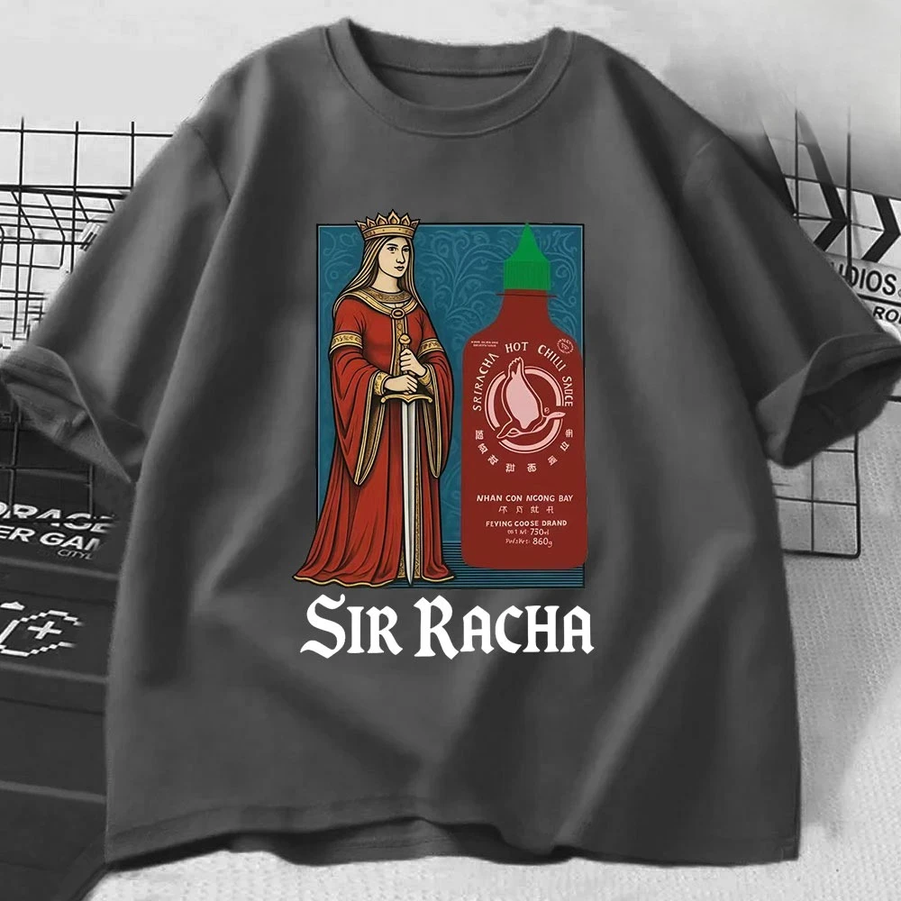 السير راشا مضحك ميمي صلصة الفلفل الحار تي شيرت الفكاهة الرجال النساء الملابس عادية القطن قصير الأكمام تي شيرت موضة خمر تي شيرت