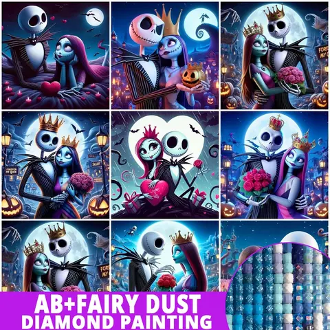 Fairy Dust AB DIY Painting By Numbers The Nightmare Before Christmas Home Decor Flower Acrylic Draw On Cartoon Halloween Gift