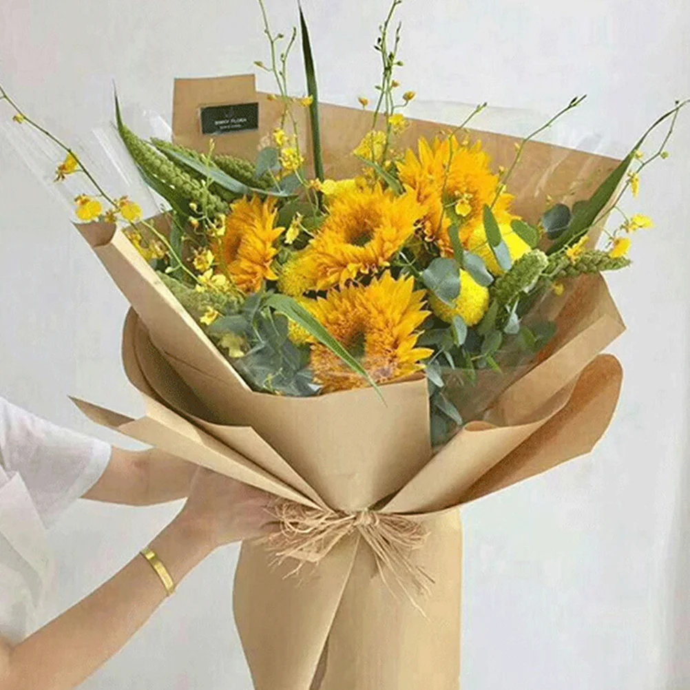 Papier Voor Het Inpakken Van Ambachtelijke Papieren Pak Kraft Geschenk Bruin Bloemenmateriaal Bloem