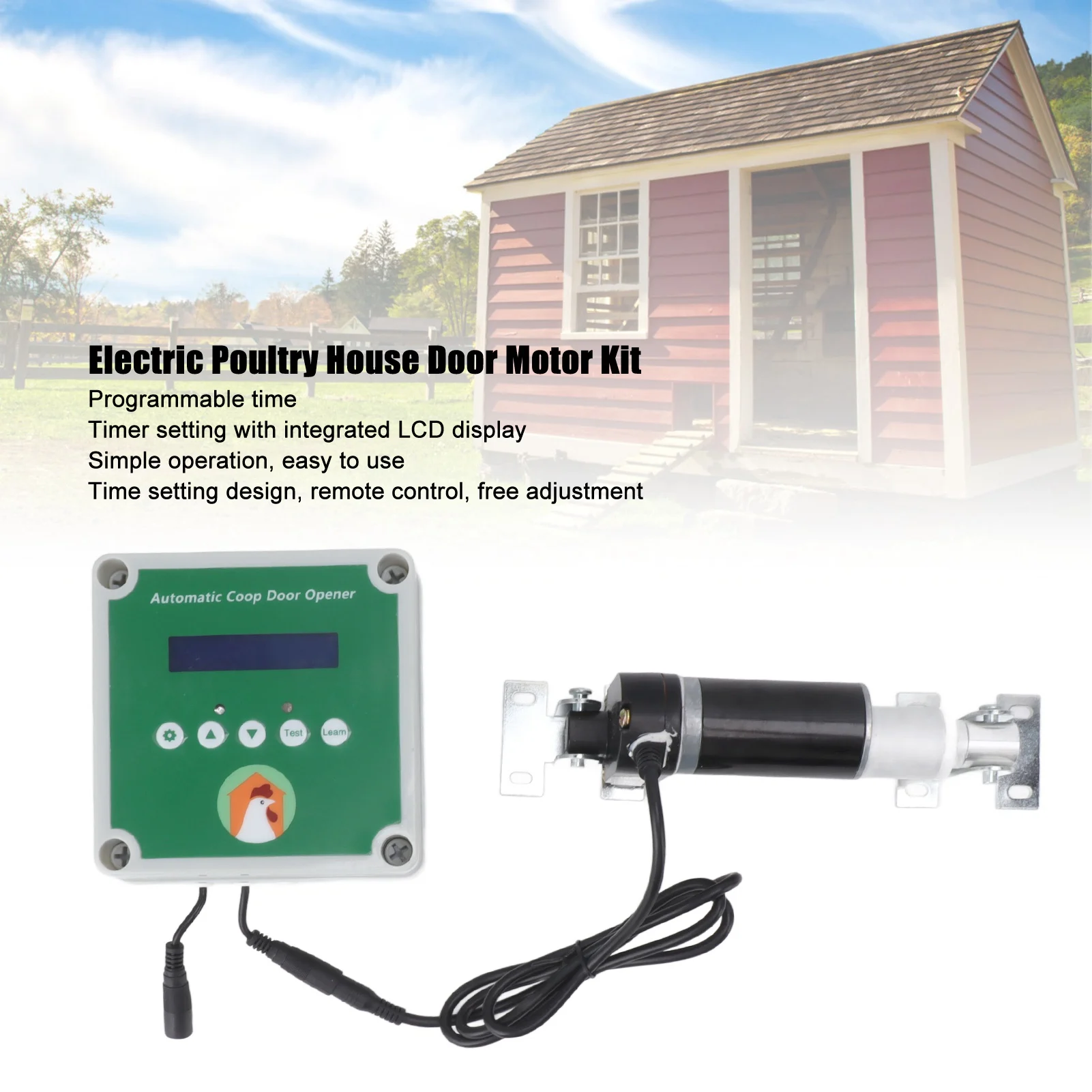 Automatic Chicken Coop Opener Linear Actuators Electric Poultry House Door Motor Kit with Light Sensor Remote Control
