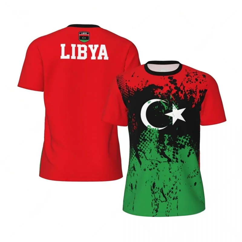 Summer Libya Flag T-shirt 3d Printed Loose Short Sleeve Tees Football Jerseys Outdoor Sports Running Fitness T Shirts Tops