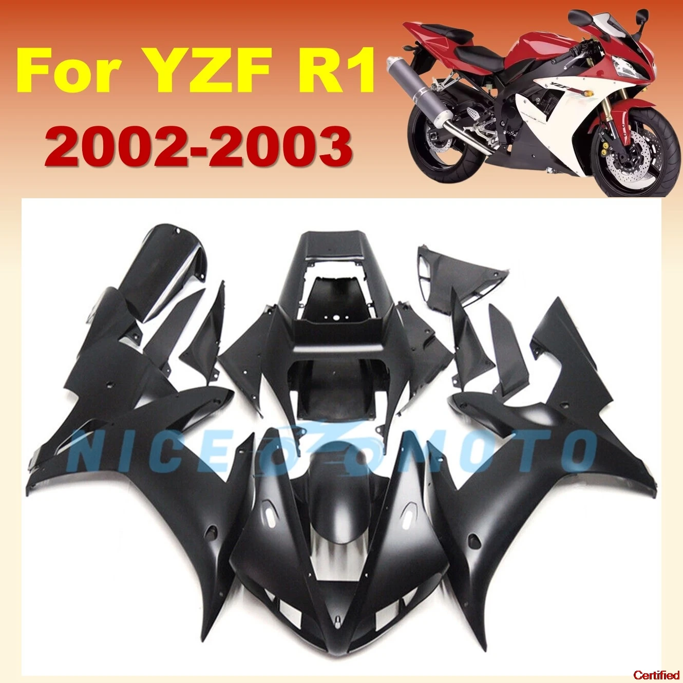 Matte Black Motorcycle Parts Fairing kit For YAMAHA YZF R1 2002 2003 YZF R1 02 03 Cover Change Full Fairings