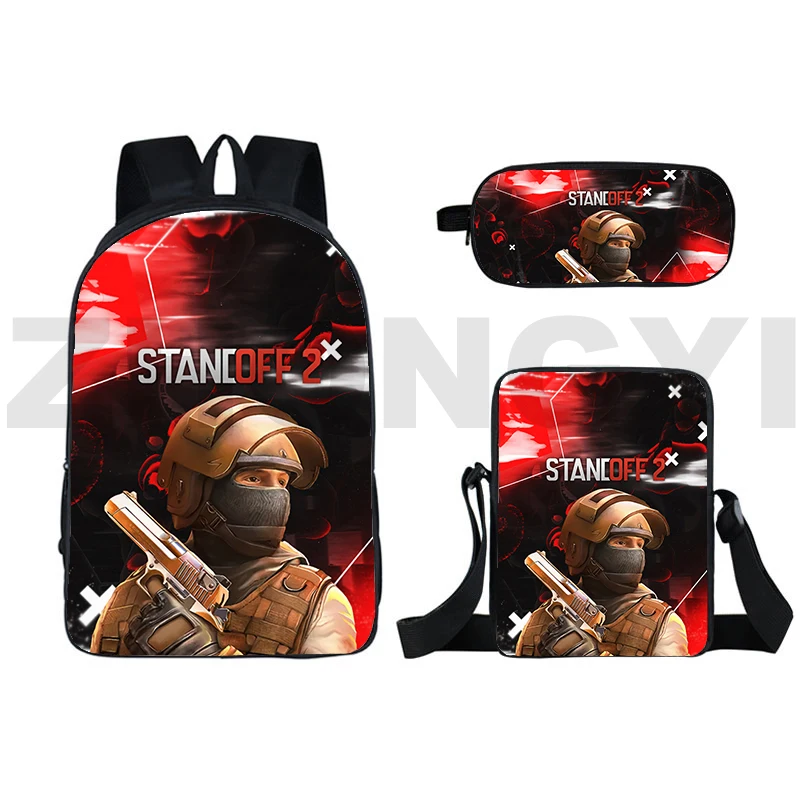 

3 Pcs/Set Standoff 2 Backpacks Men Women 3D Print Shooting War Game Travel Bags Boys Girls Harajuku School Bags Teens Laptop Bag