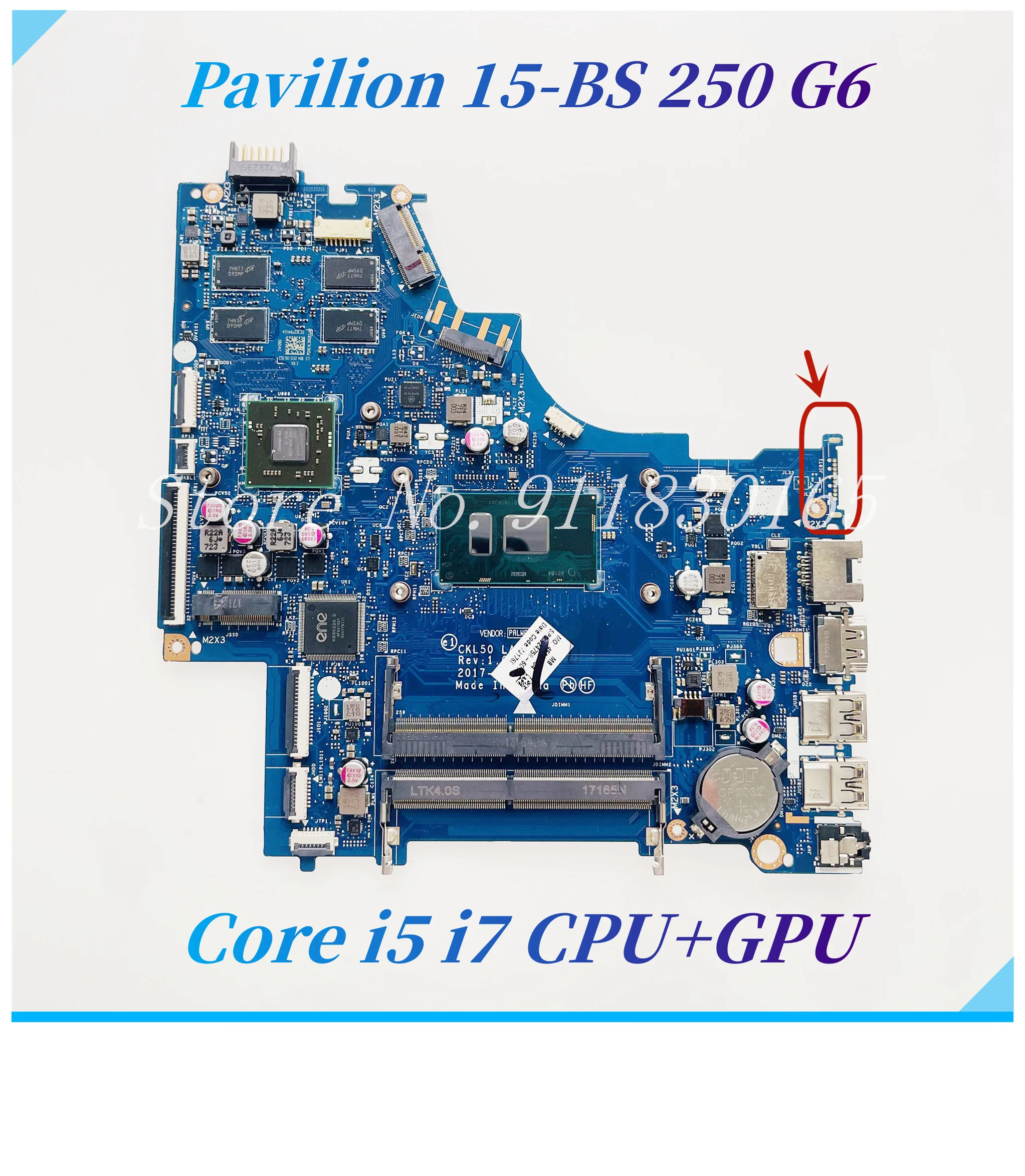 For HP 15-BS 250 G6 Laptop Motherboard With Core i5 i7 CPU+R7 M340 GPU DDR4 LA-E801P LA-E802P 942750-601 Mainboard Full Tested