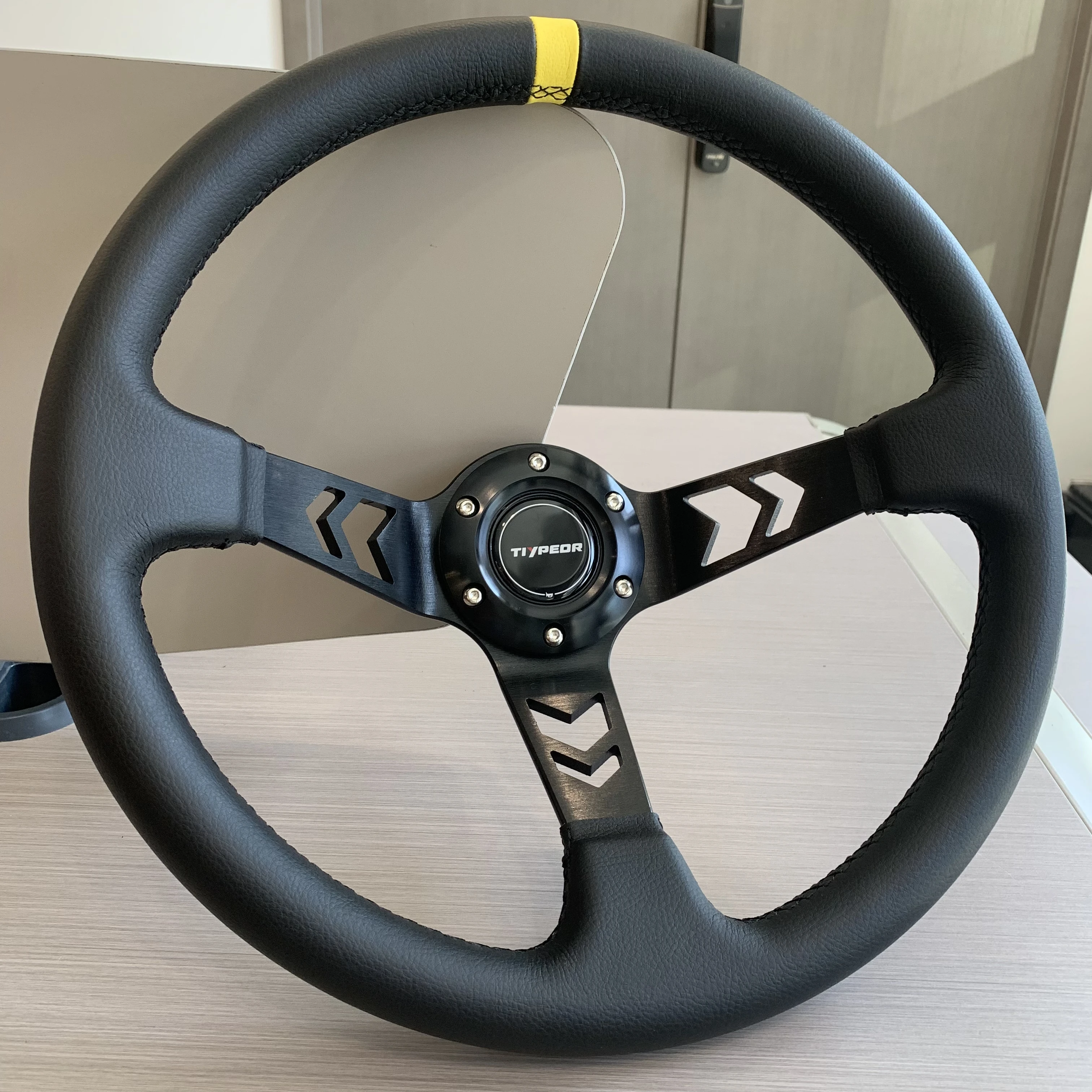 TIYPEOR Personalized Customization 350MM Bracket Cutting Leather Deep Plate Racing Drift Car Steering Wheel