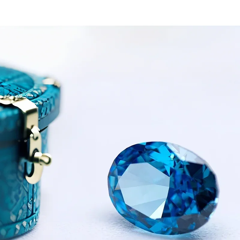 

L-Cubic Zirconia 4k Crushed Ice Cut Fancy Blue Color Oval Shape Women Jewelry Making Material Lab Synthetic Gemstone For Charms