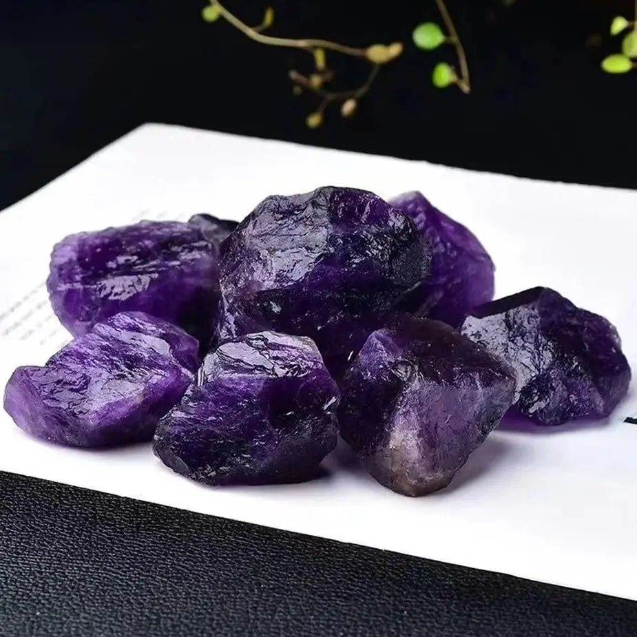 Natural Amethyst Reiki Healing Energy Gemstone Mineral Raw Stones Purple Rough Quartz Crystals Specimen Room Decor