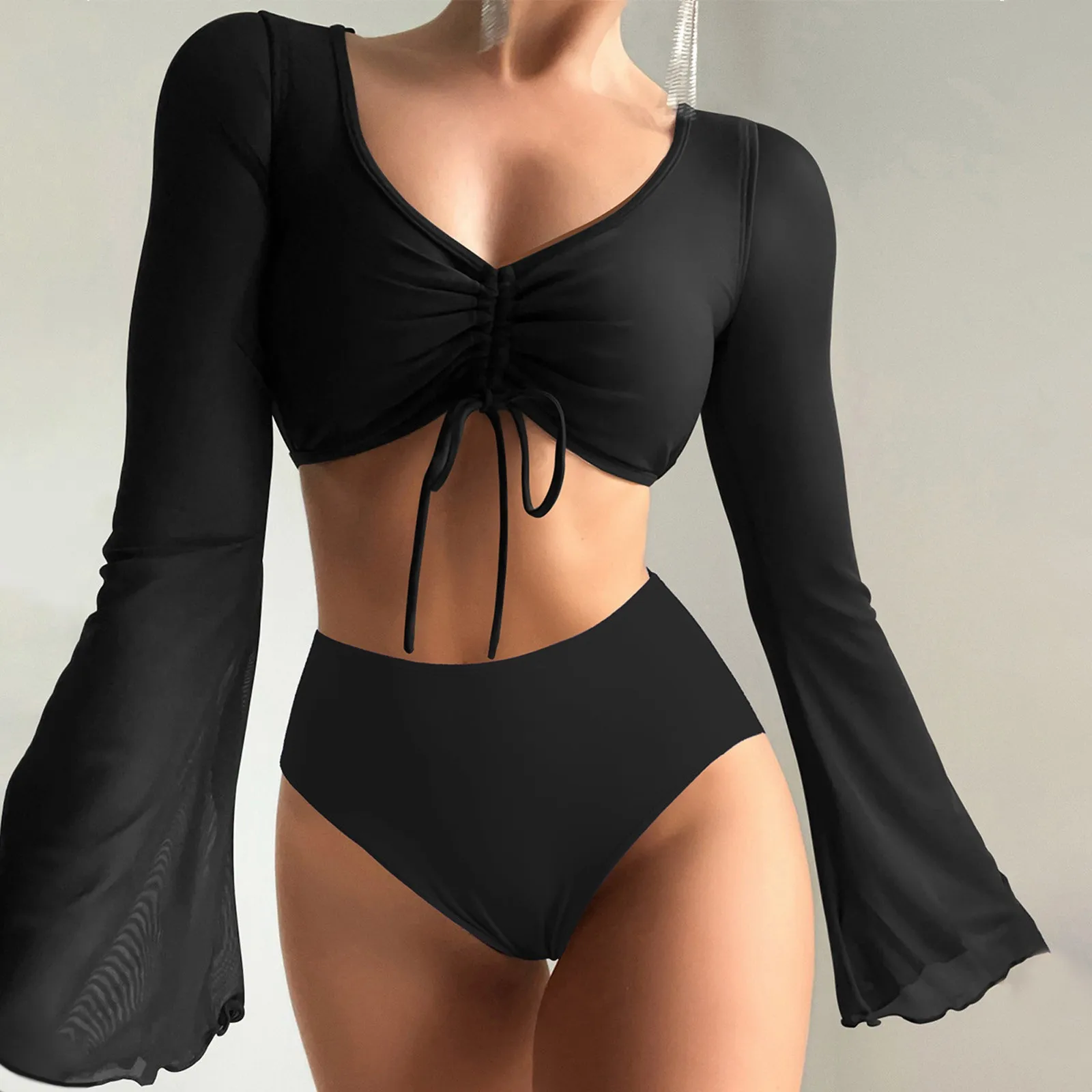 Women's Sexy Long Sleeve Cover Up Split Bikini Swimsuit Bikini Set Teen Swim Shorts for Boys