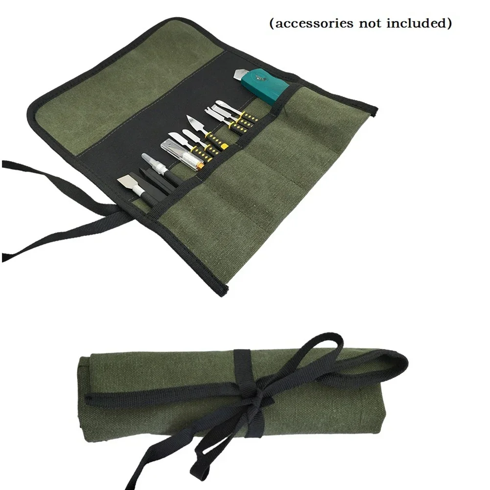 Oxford Cloth Roll Up Tool Bag 33*27cm Grey Multiple Pockets Multi-Purpose Wrench Pouch Hanging Tool For Storing Tool