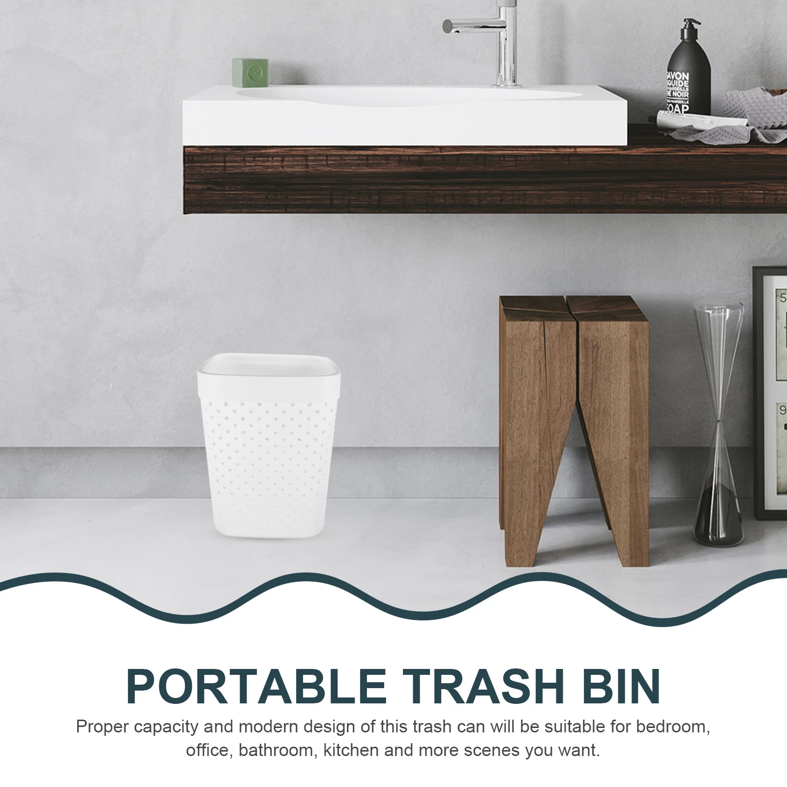 

Uncovered Trash Bins For Organization Small Waste Bin for Bedroom Office Easy Clean Modern Garbage Can Litter Box Home Bathroom