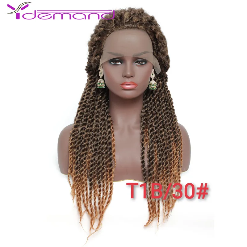 Y Demand Synthetic Lace Front Wig Afro 2x Twist Braids Wigs For Black Women Mambo Full Head Wig Braided Wig