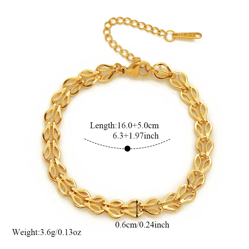 EILIECK Hochwertiges Goldfarbenes Kettenhalsketten-Armband-Set Trendiger Wasserdichter Edelstahlschmuck für Damen Geschenk – Detail 7
