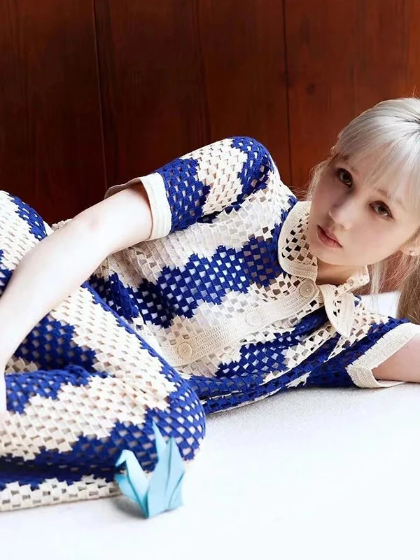 

Вязаный топ и длинные брюки ручной работы Ne Long Sve, лето 2029, комплект из хлопка Faion для молодых женщин