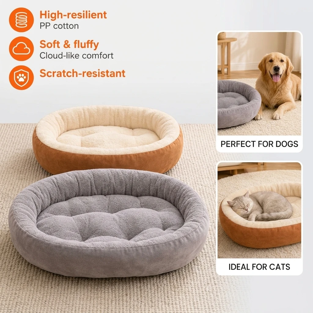 Cat & Dog Beds Oval shaped pet nest All Houses Supplies Things Habitats Basket House Beds Pet Products Cushion Goods Accessories