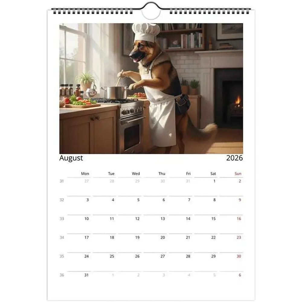 

Fantastic Pug Calendar 2026 Beagle German Shepherd Wall Calendar Family Planner Golden Retriever Funny Dog Calendar Home Decor