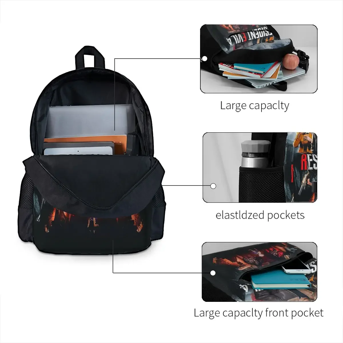 Resident Evils 4 Funny Games RE4 Backpack Boys Girls BookBag Children School Bag Computer Shoulder Bags for Men Women view 5