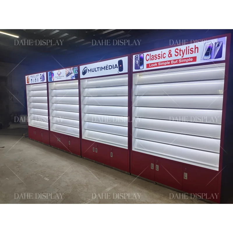 custom.Cellphone Store Fixture Electronic Shop Glass Counter Display Showcase Phone Accessories Mobile Phone Shop Interior D