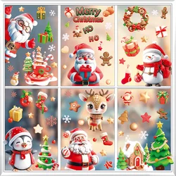 Christmas Window Electrostatic Stickers Snowflakes Reindeer Santa Claus Double Sided Printing Wall Christmas Sticker Decorations