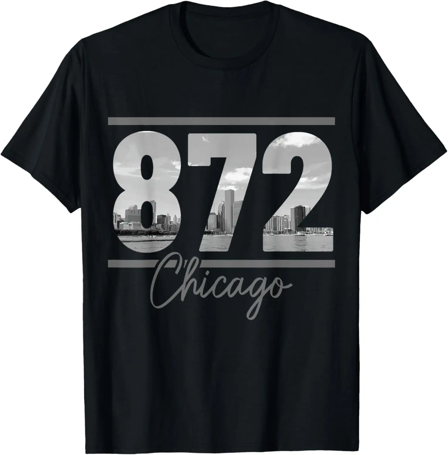 Chicago 872 Area Code Skyline Illinois Vintage T-Shirt