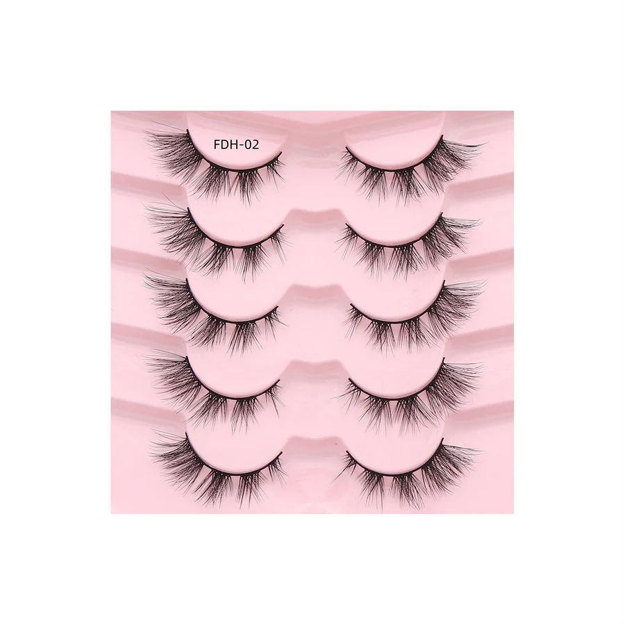 5 pairs/Tray 3D mink Fox eye Dramatic thin band Natural Look self adhesive Eyelash lashes with factory direct