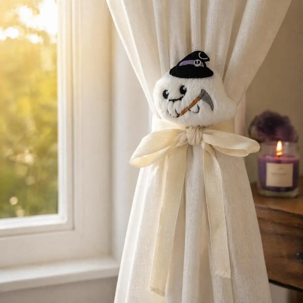 Witch Hat Curtain Holders Unique Window Ornament Ties Halloween Curtain Tiebacks Funny Witch Hat Pumpkin Ghost Straps for Party