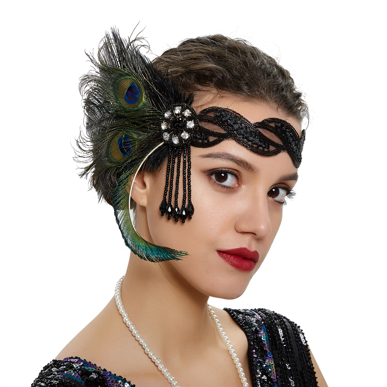 Vendita calda retrò piuma fascia evento cerimonia danza copricapo festa stile etnico nappa accessori per capelli appesi