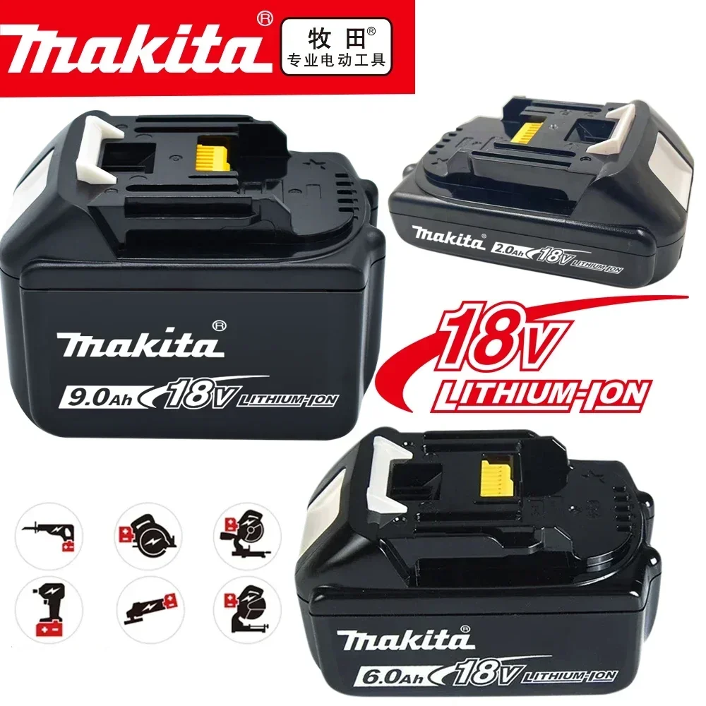 Makita 18V 9000mAh Rechargeable Power Tools Battery With LED BL1830 BL1850 BL1860 Battery Charger Set With Working Light