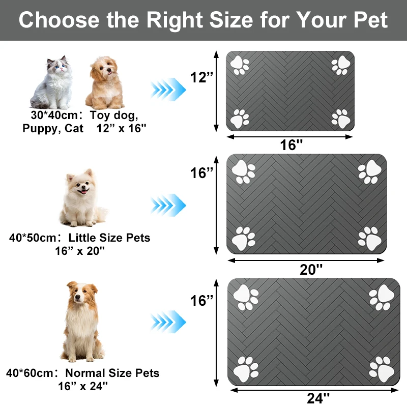 Pet Mat-Absorbent Placemat Feeding Pets Food Water Bowl Waterproof Rubber Backing Quick Dry Water Mat Dog Cat Dropshipping
