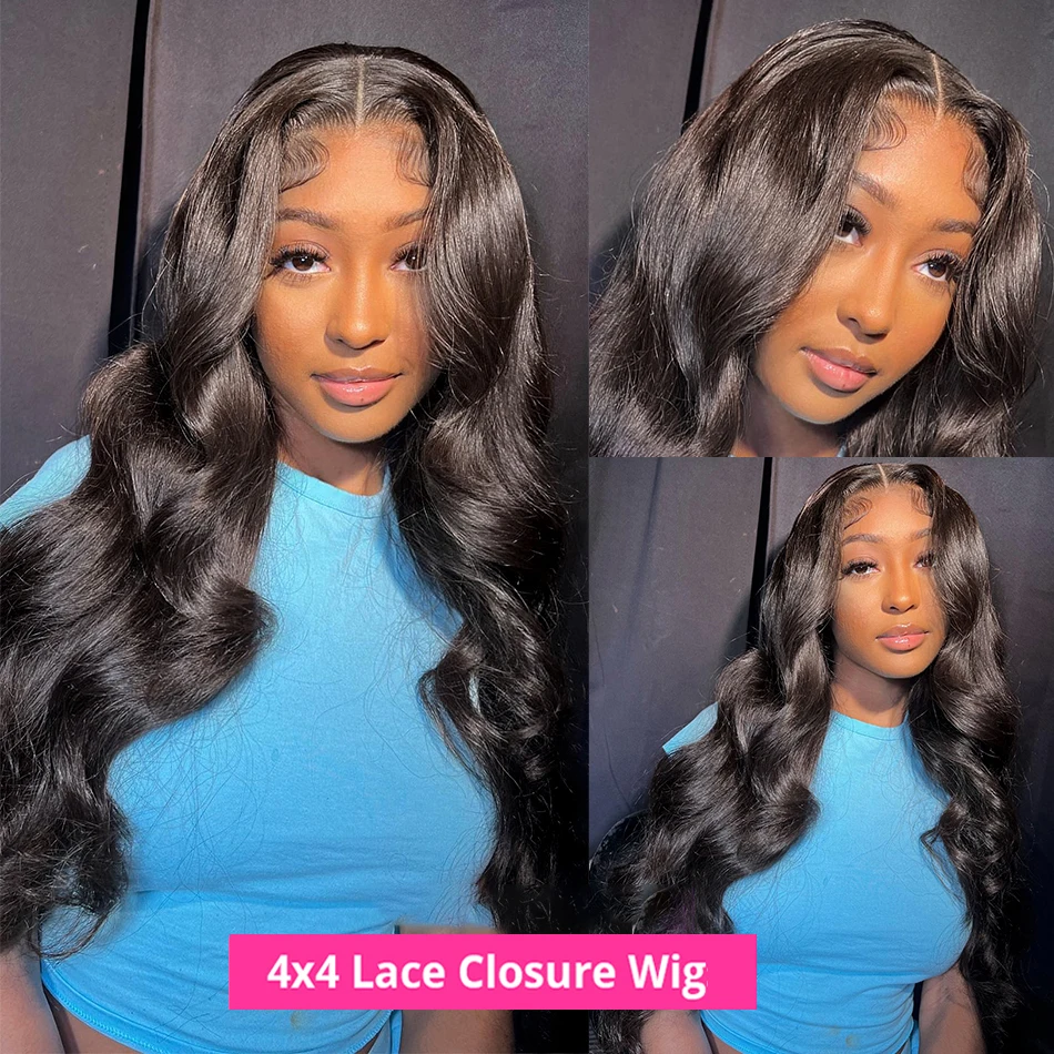 4x4 Transparent Lace Closure Human Hair Wigs Cranberry Hair Brazilian Human Hair Body Wave 4x4 Lace Closure Wig 180% Density