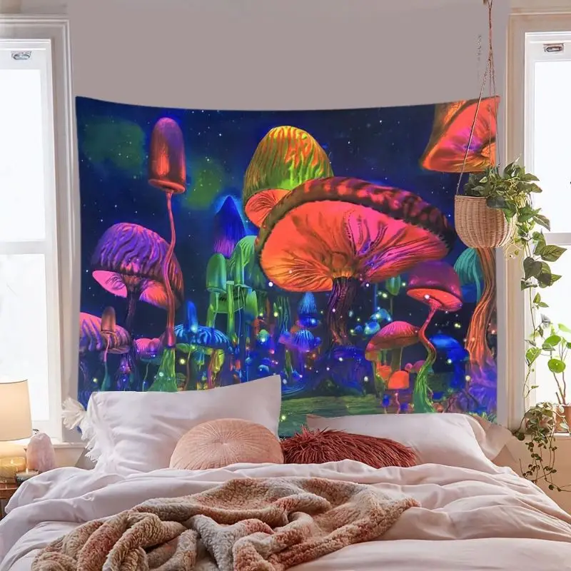 VIKAMA Cartoon Mushman Space Planet Galaxy Decorative Tapestry Wall Hanging Room Decor Bedroom Dorm Trippy Fantasy Soft Durable