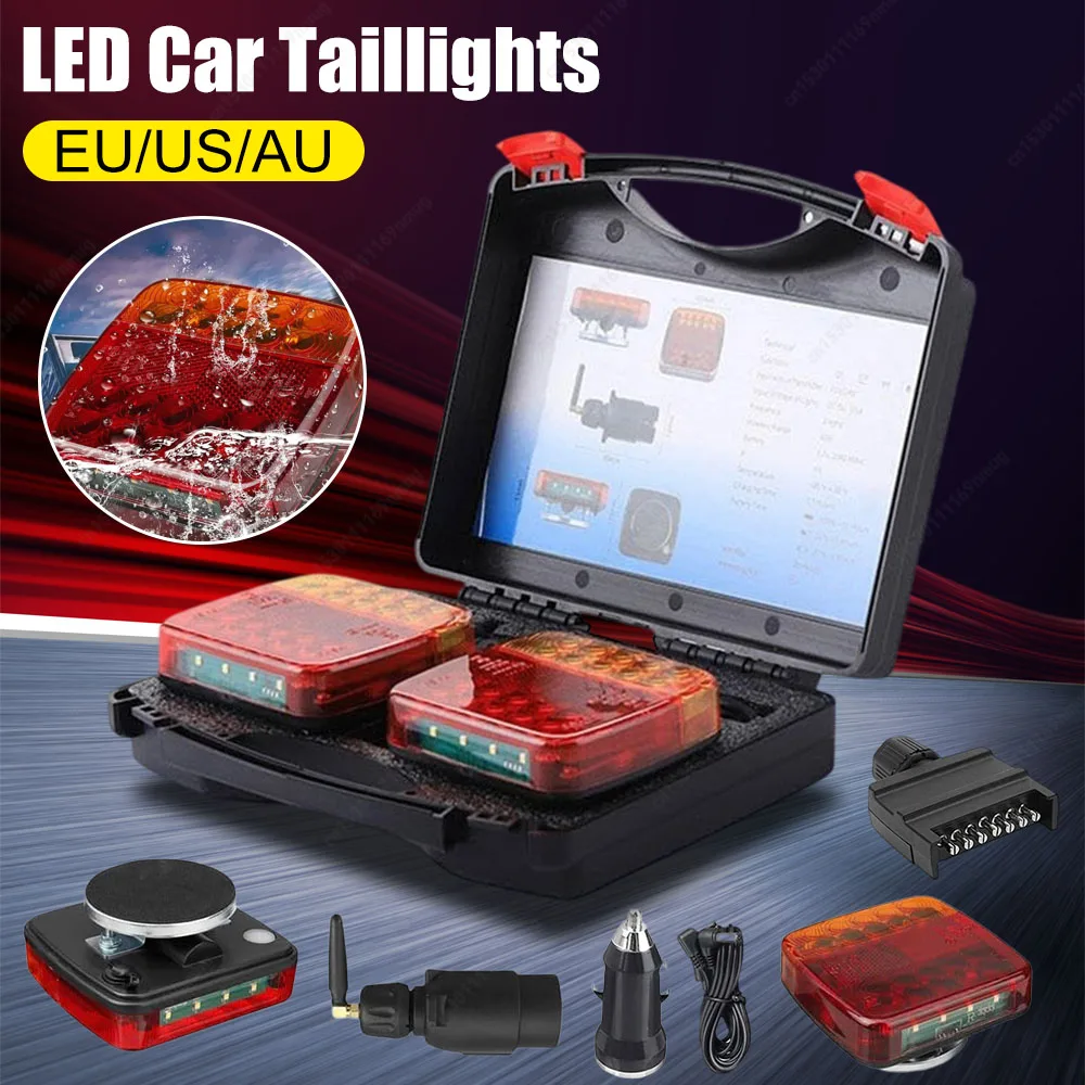 

LED Magnetic Wireless Tail Lights for Trailer Rechargeable Towing Light Kit Trailer Tow Lights for Trucks Boat RV Vehicle