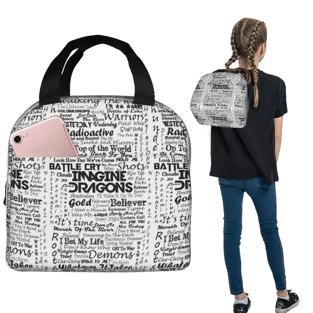 Imagine Dragons Insulated Lunch Bag for Women Kids Leakproof Food Boxes Thermal Lunch Box Tote