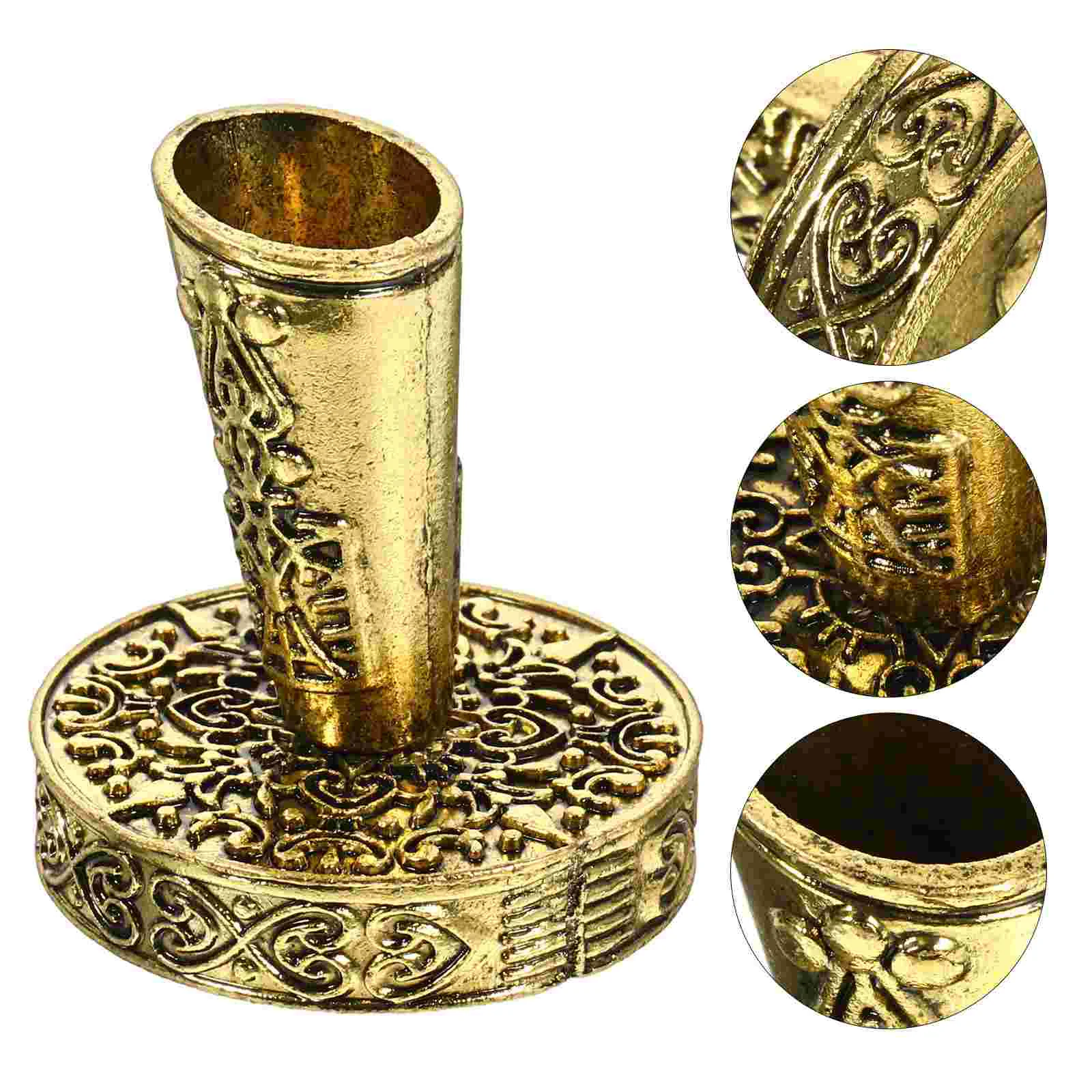 Pen Funnel Holder Retro Oblique for Desk Nice Creative Stand Single Fountain Golden Metal Base