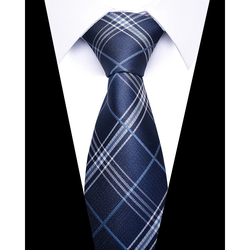 High Quality Tie For Men 8 cm Neck Tie Formal Clothing Plaid Glden Hombre Light Blue Birthday Gift Gravtas Fit Workplace