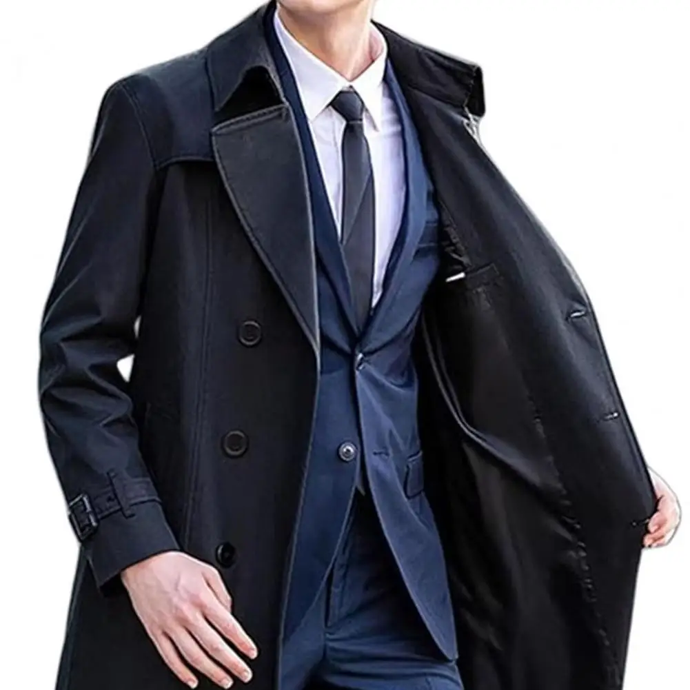 

Men's Long Trench Coats Jacket Fashion Elegant Men Windbreak Overcoat Trend Streetwear Male Business Casual Slim Long Coats
