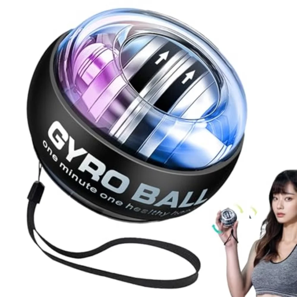 Grip Strength Gyro Ball Wrist Exerciser Baseball Trainer Zinc Rotor Baseball Training Wrist Exerciser Forearm Trainer LED Option