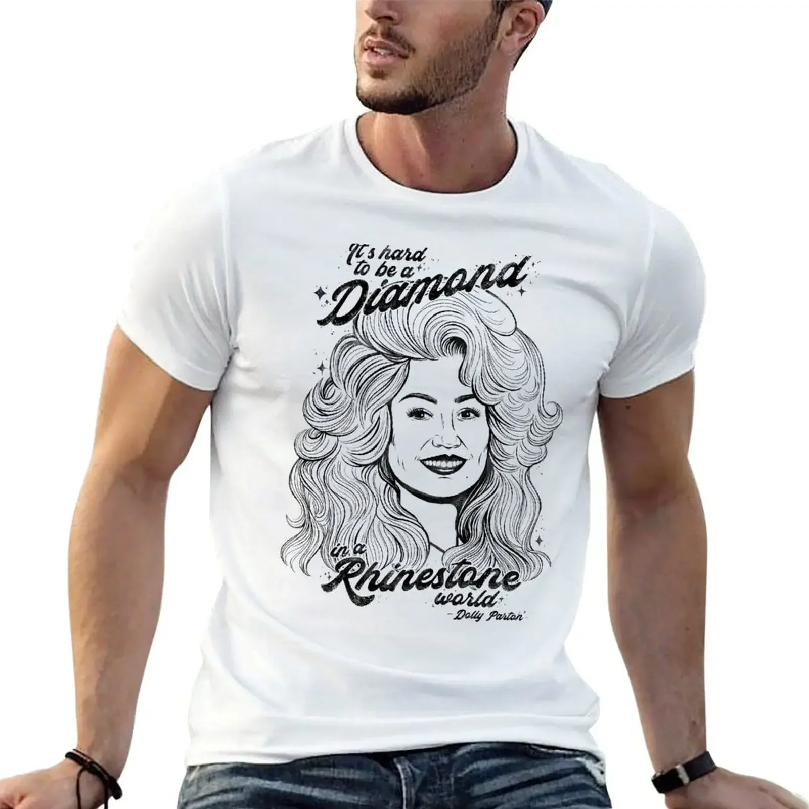 Dolly Parton - It's Hard to be a Diamond in a Rhinestone World T-Shirt blanks graphic shirts Short sleeve tee t shirt men