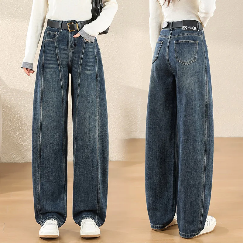 

Широкие женские джинсы Scimitar, весенне-осенние новые популярные свободные грушевидные прямые брюки-бананы с высокой талией