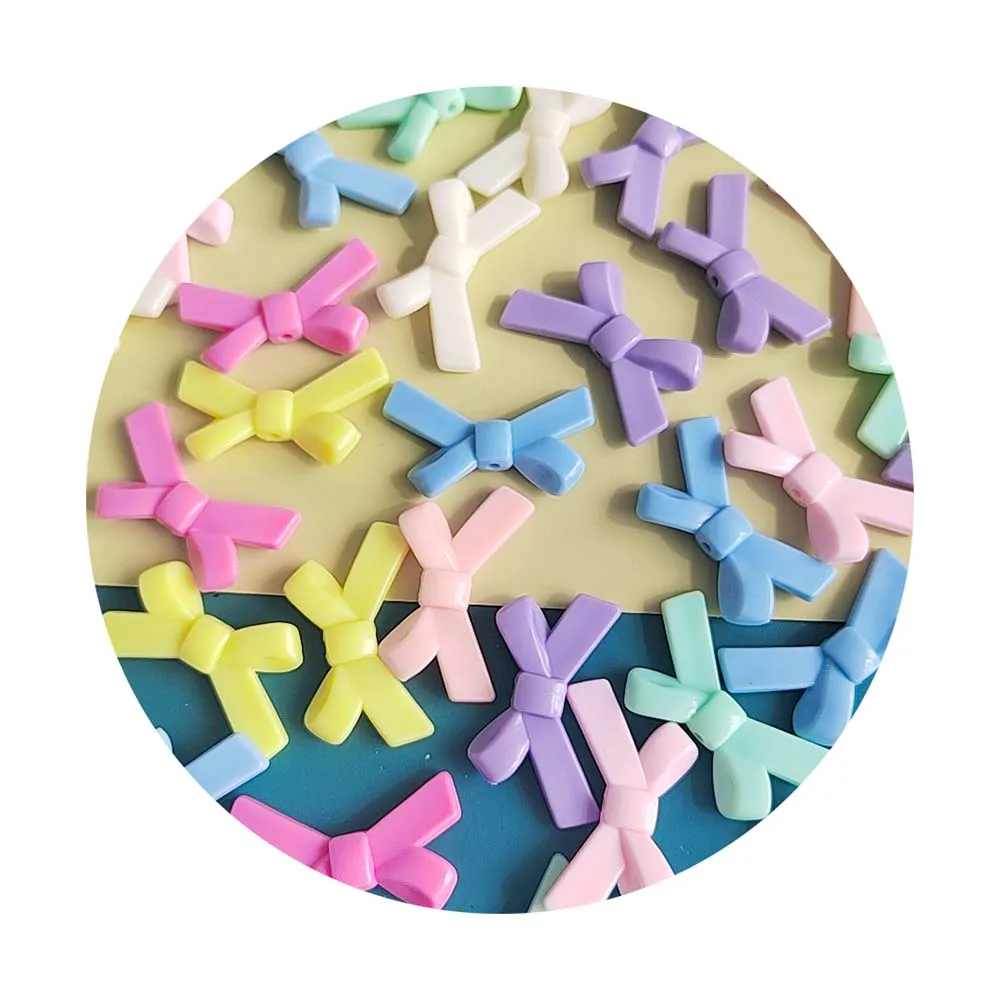 17*31MM Carino Pastello Colore Della Caramella Arco Perline Acrilico Bowtie Branelli Allentati Del Distanziatore Per La Penna Creazione di Gioielli FAI DA TE