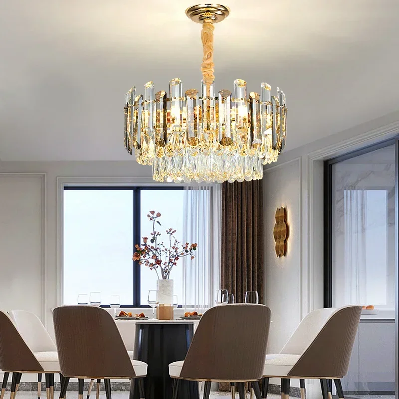 Ceiling Chandeliers for Living Room Gold Luxury Crystal Large Lighting Dining Bedroom Island Light Indoor Ceiling Hanging Lamp