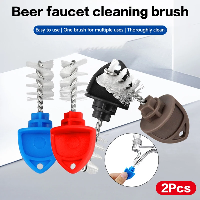 2Pcs Beer Tap Plug Brush Faucet Spout Brush Plugs Cap Beer Faucet Tap Cleaning Plug Hygiene Brushes for Draft Beer Accessories