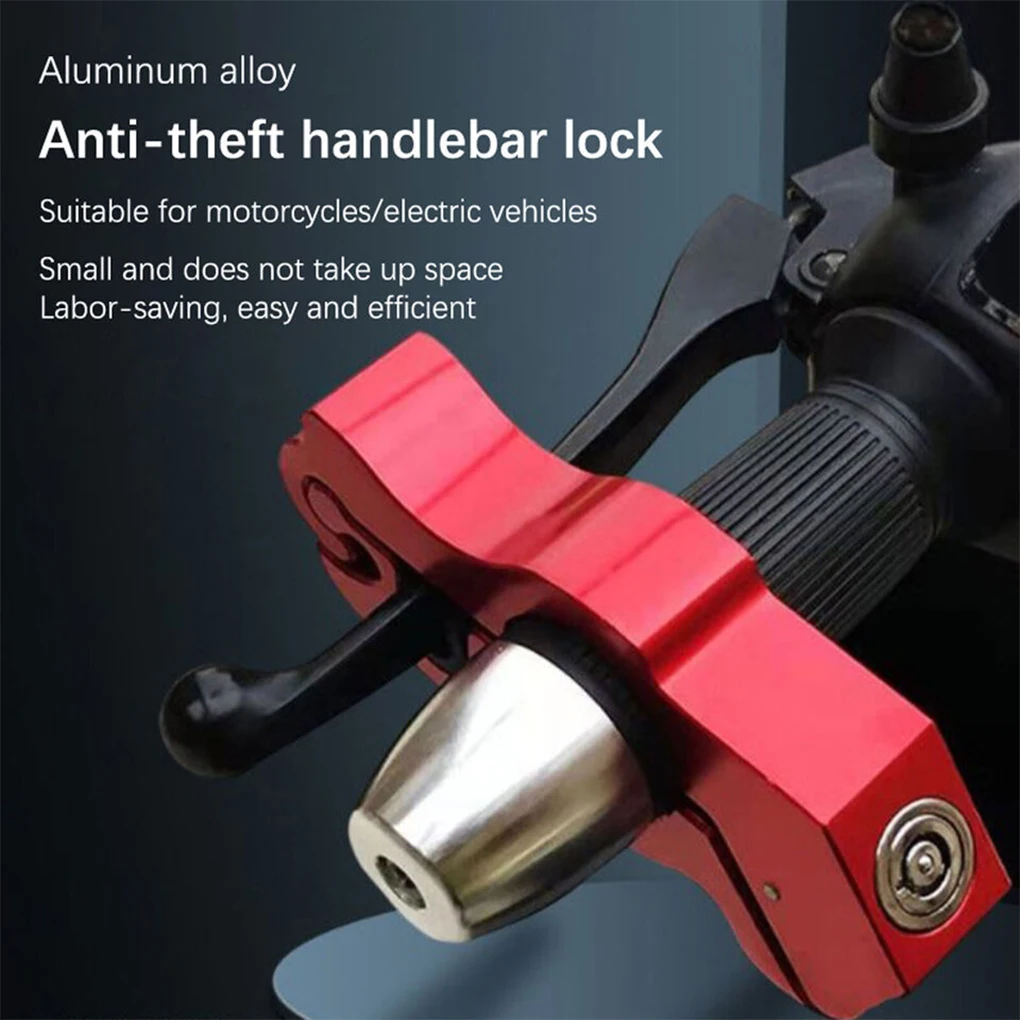 Aluminum Motorcycle Handlebar Lock Security Anti-theft Handlebar Brake Motorcycle Scooter Handle Solid Lock With 2 Keys