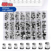 400PCS capacitor kit Aluminum Electrolytic SMD condensadores electrolíticos 1uF~1000uF 6.3V-50V 24Value with box kit de reparac