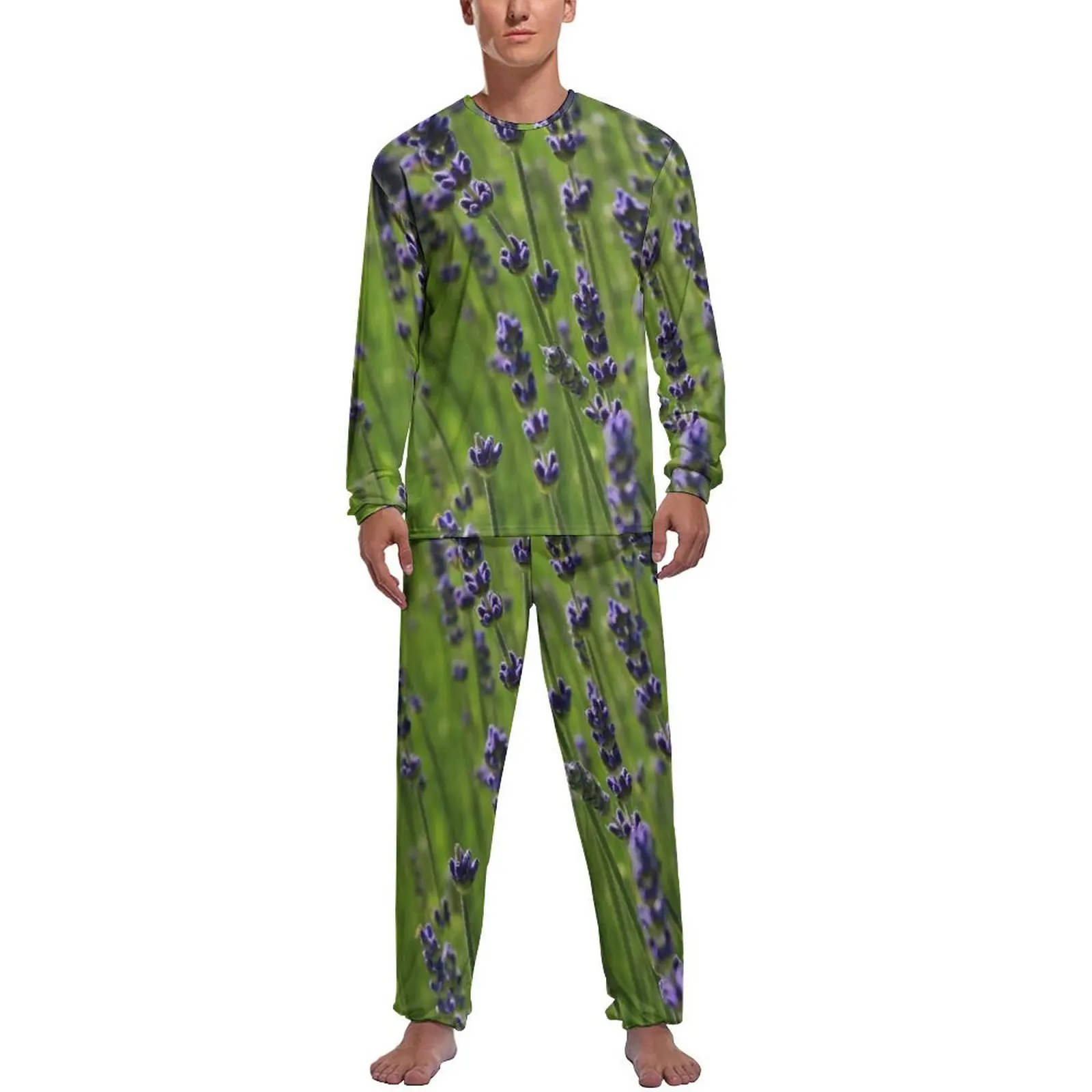 

Lavender Dreams Pajamas Autumn 2 Piece Blooming Floral Print Warm Pajama Sets Male Long Sleeve Bedroom Pattern Sleepwear