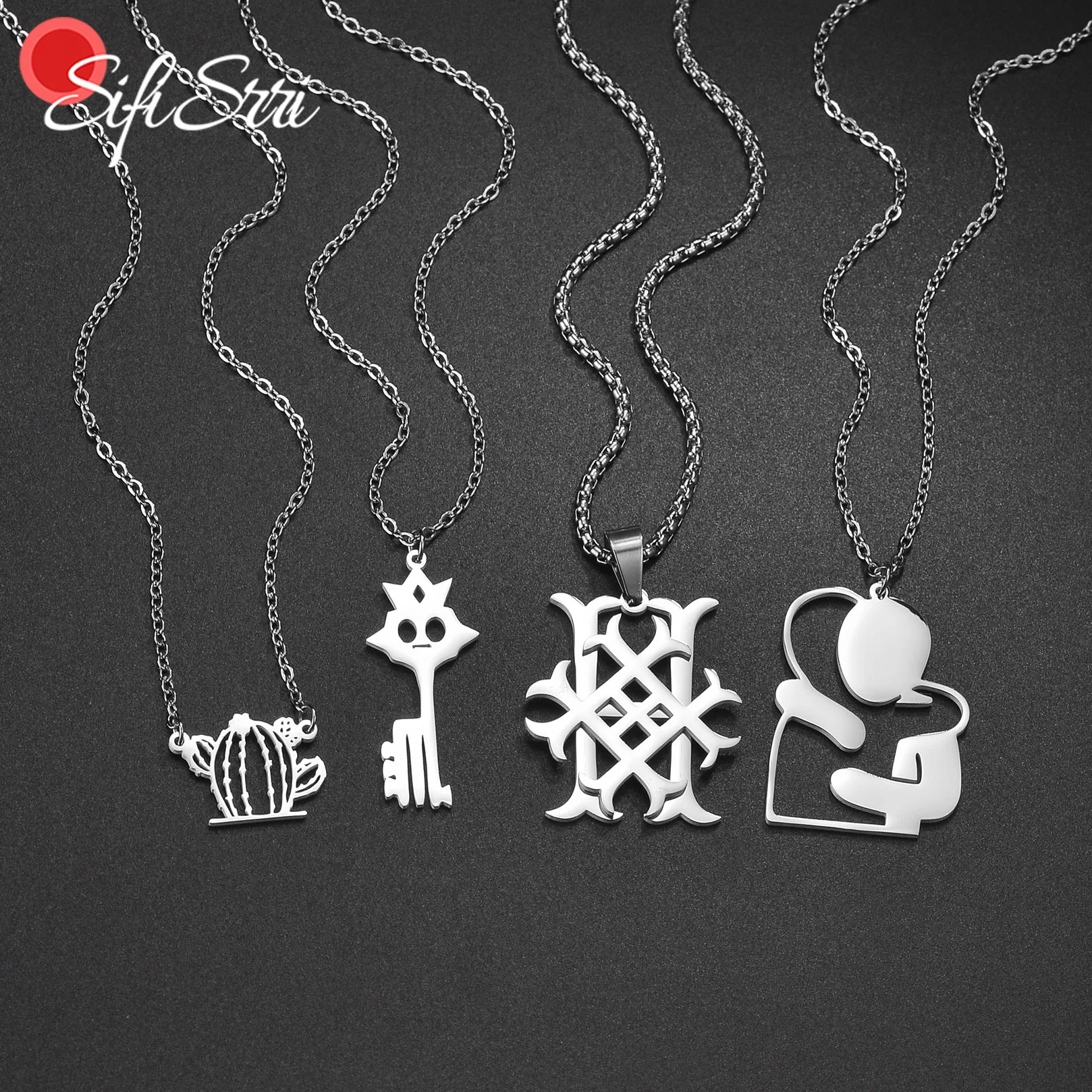 Sifisrri Personalized Customized Children's Drawing Necklace Kid's Art Choker Stainless Steel Design Name LOGO Jewelry Gift